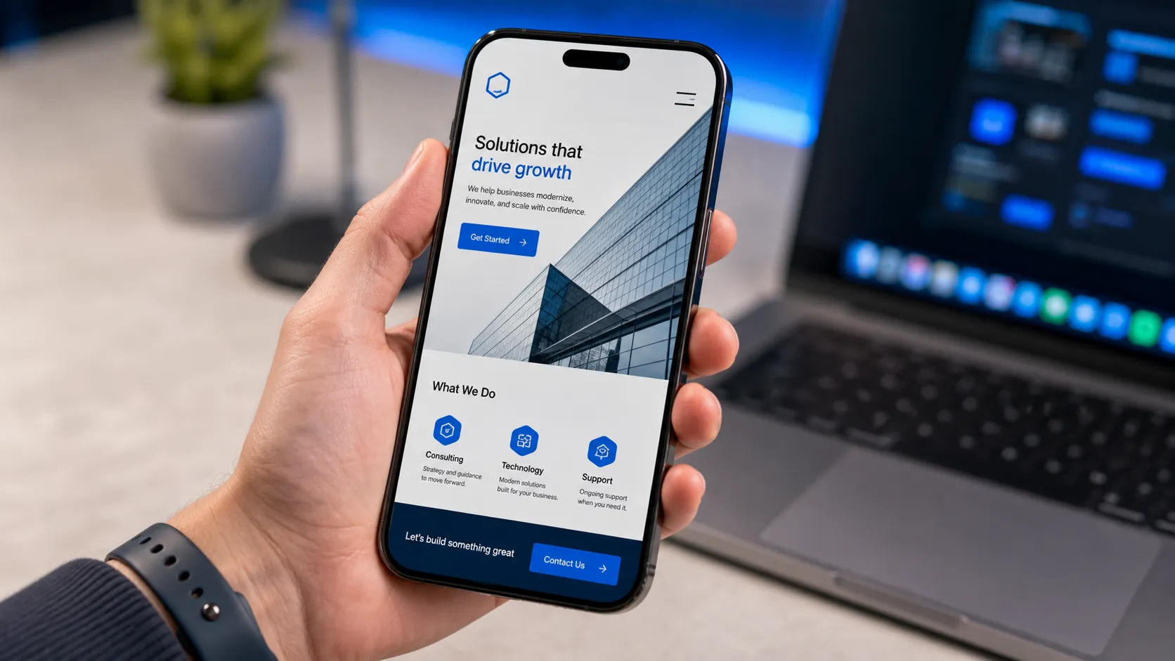 Checking a website's mobile responsiveness on a smartphone